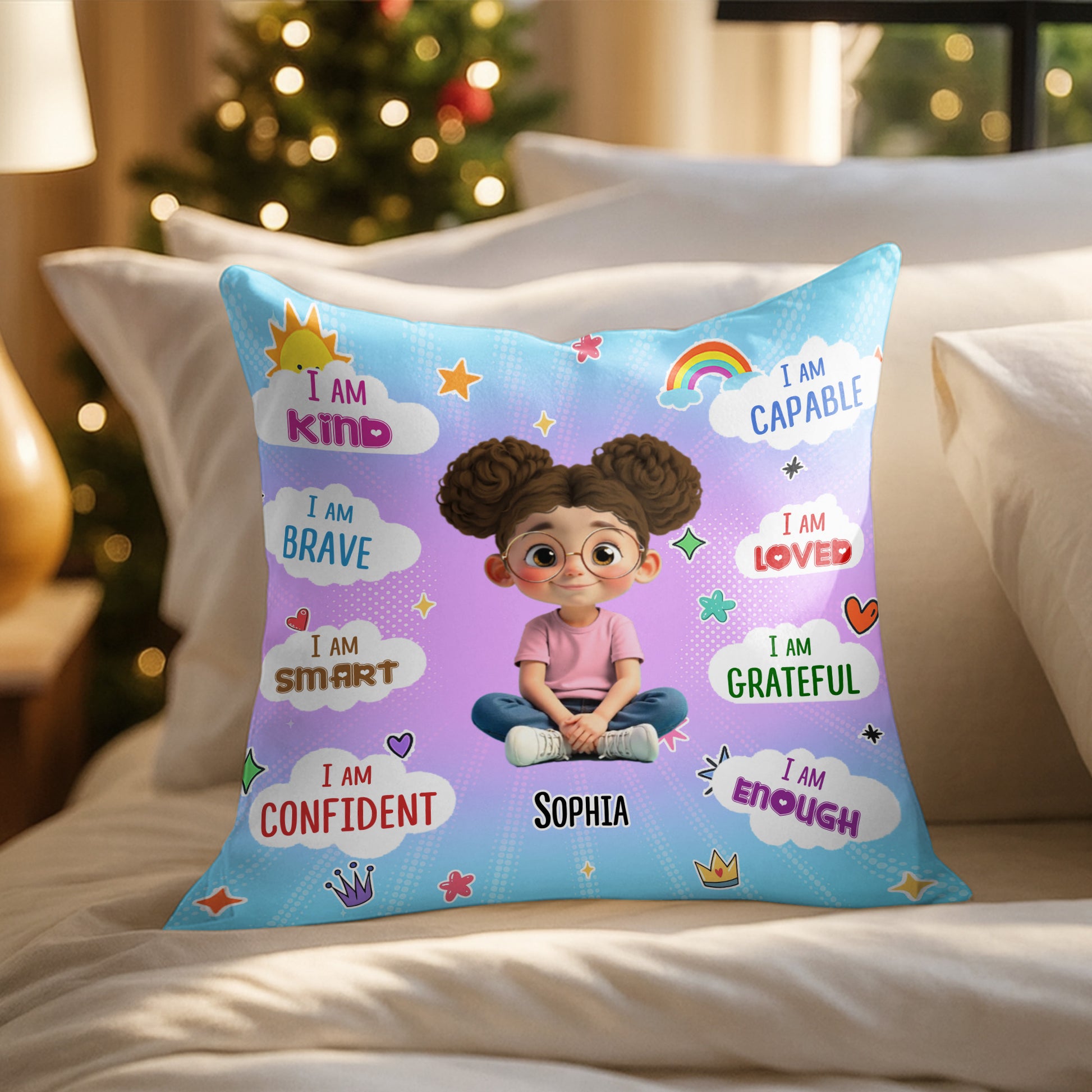I Am Kind, Brave, and Smart, Positive Affirmations Pillow