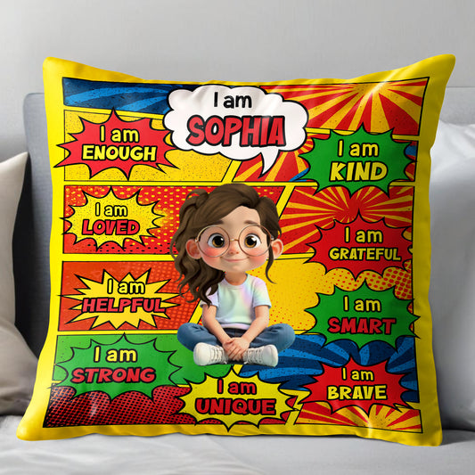 I Am Enough, Kind, Loved, Unique, Comic Style Design
