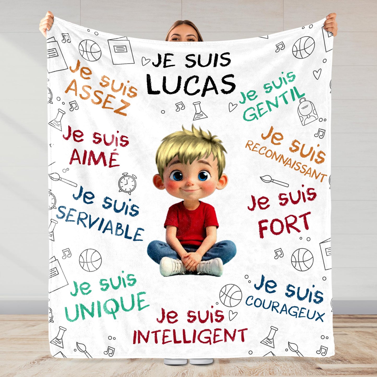 Je Suis Assez And Inspirational Words With Cartoon Girl