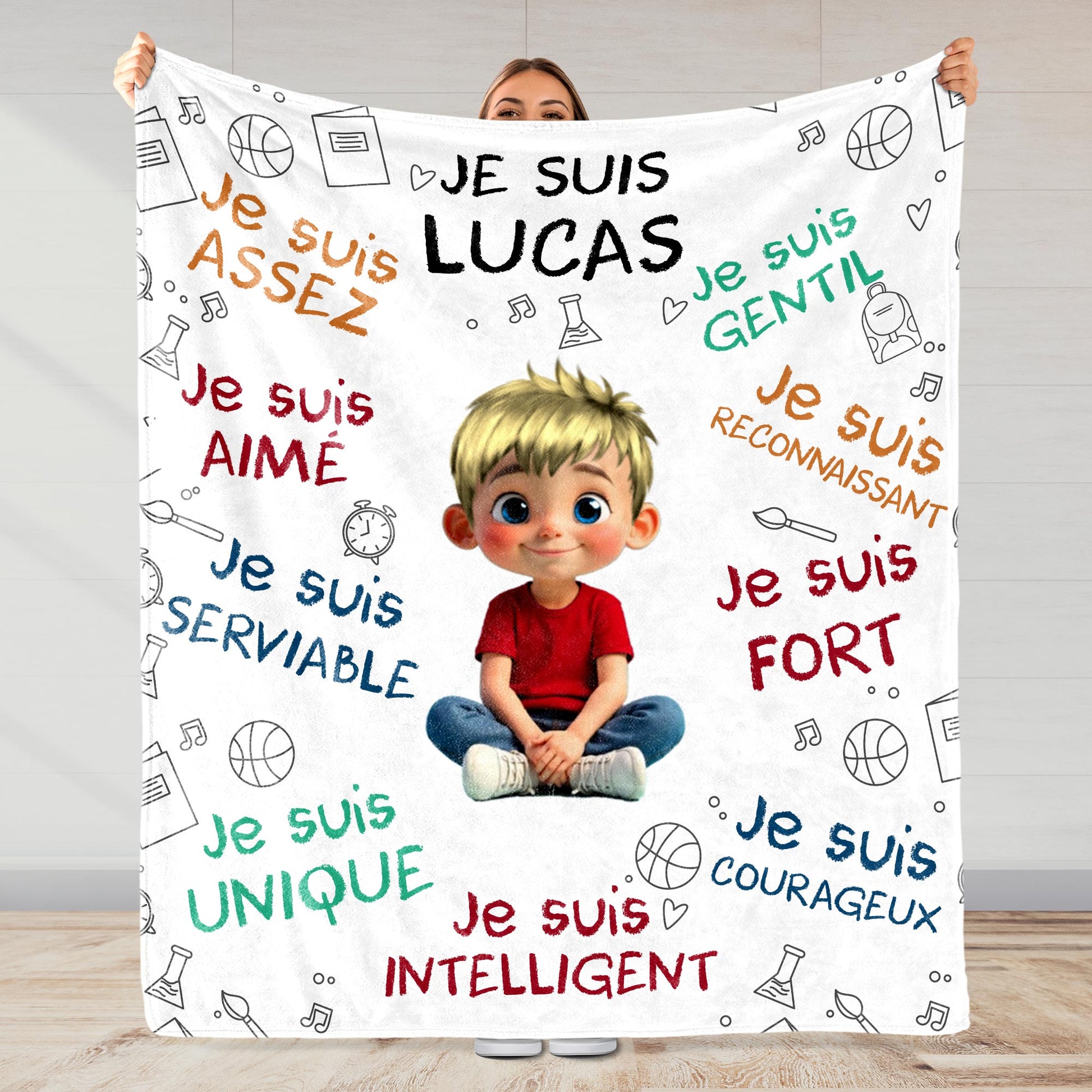 Je Suis Assez And Inspirational Words With Cartoon Girl