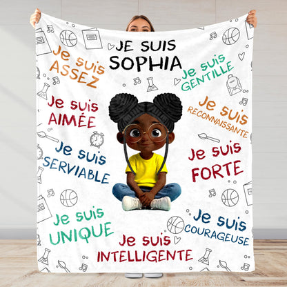 Je Suis Assez And Inspirational Words With Cartoon Girl