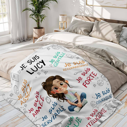Je Suis Assez And Inspirational Words With Cartoon Girl