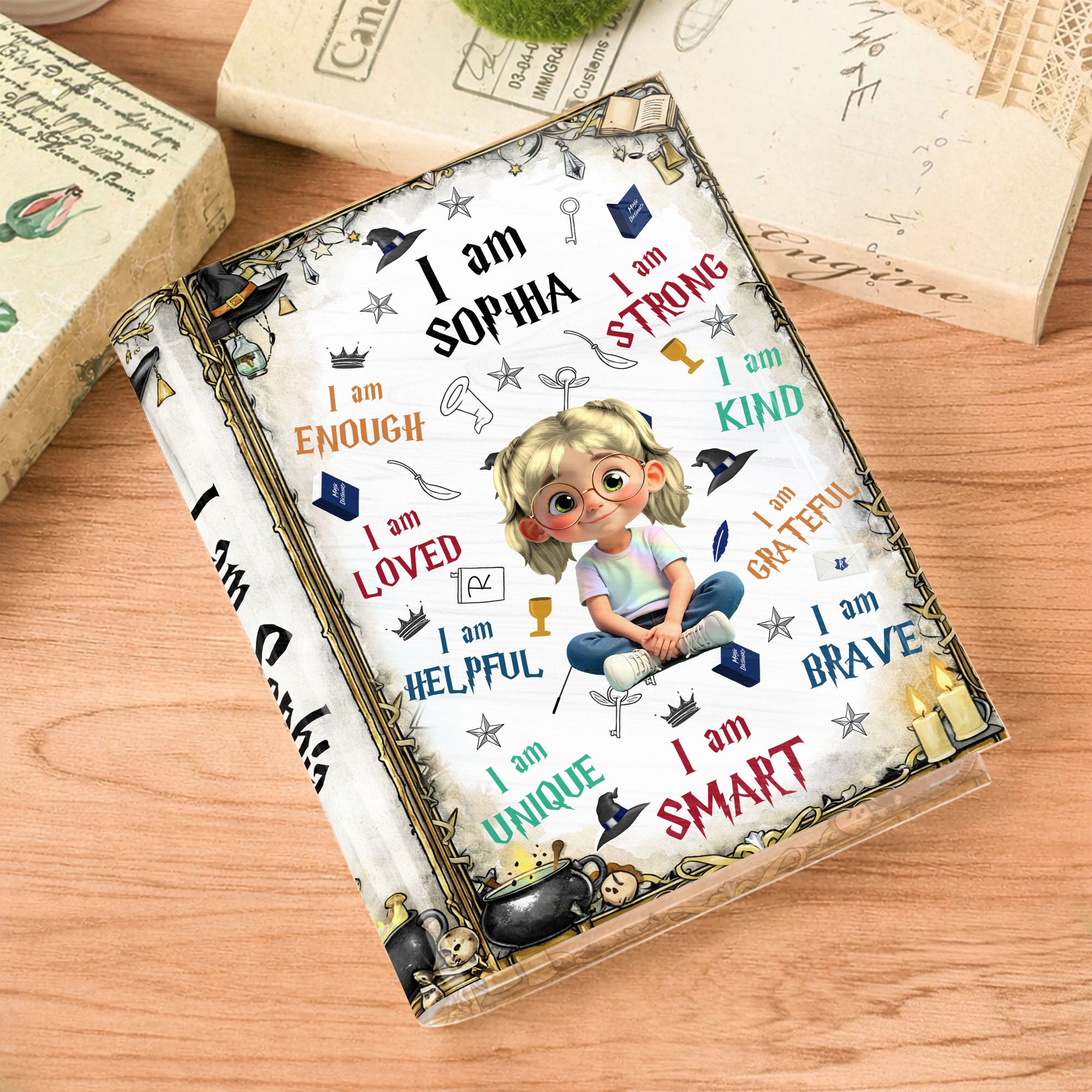 I Am Enough, I Am Loved, Graduation Cap, Books, Candle