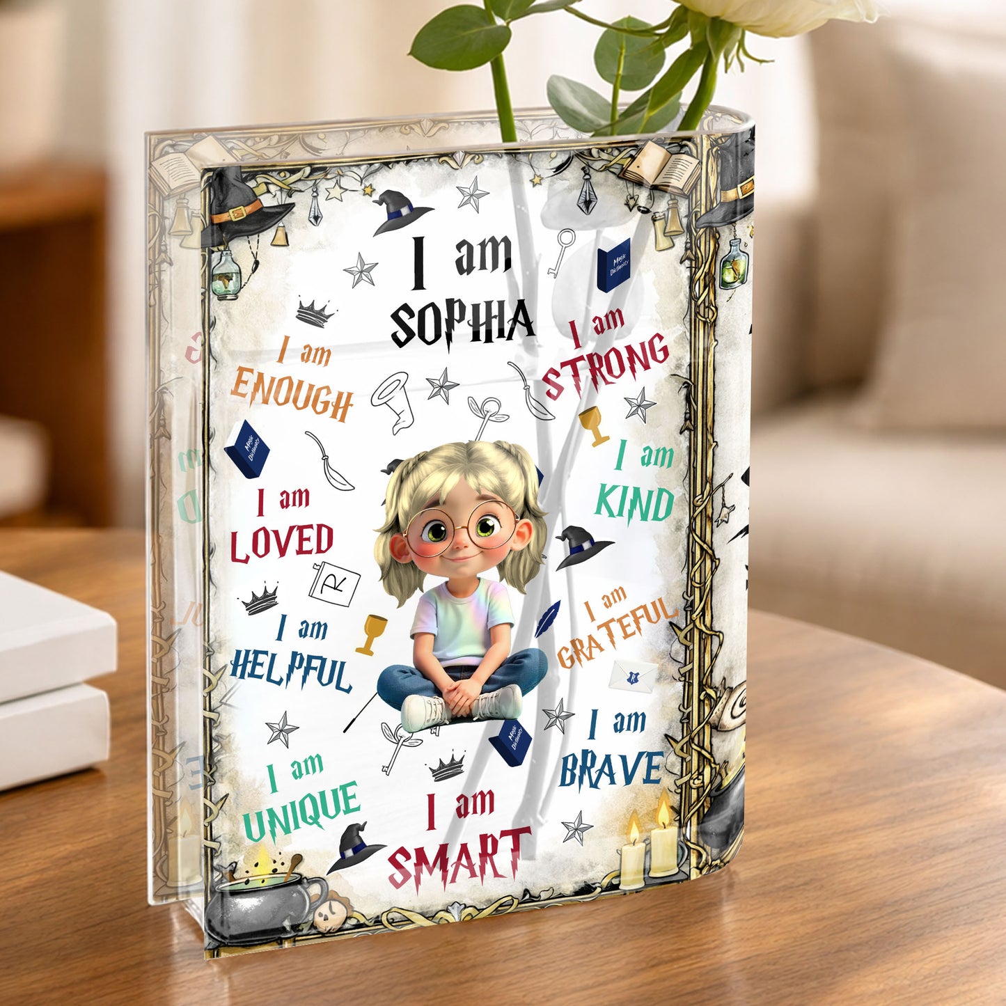 I Am Enough, I Am Loved, Graduation Cap, Books, Candle