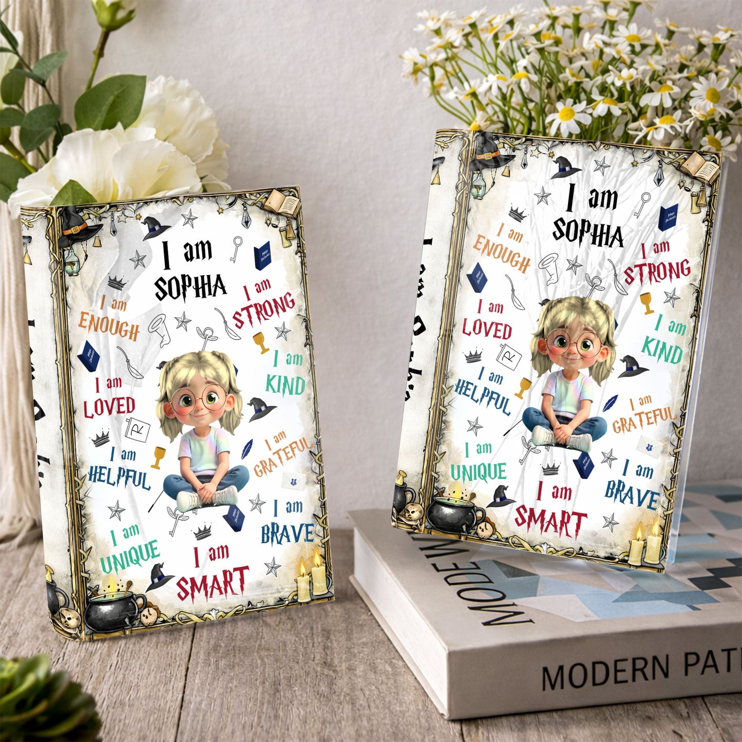 I Am Enough, I Am Loved, Graduation Cap, Books, Candle