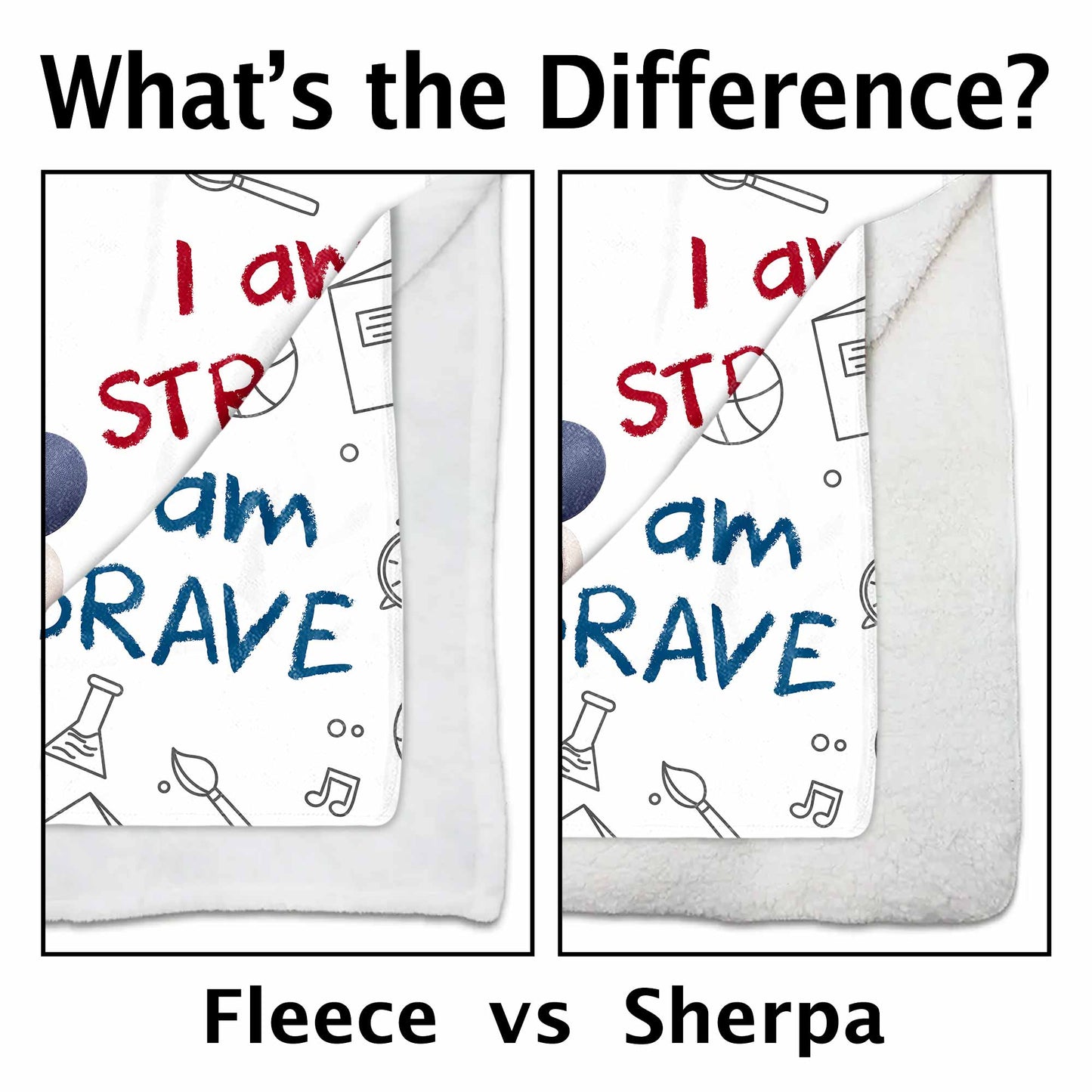 I Am Enough, Loved, Helpful, Unique, Smart, Brave, Strong, Kind, Grateful - Personalized Custom Blanket - KID399_BLK