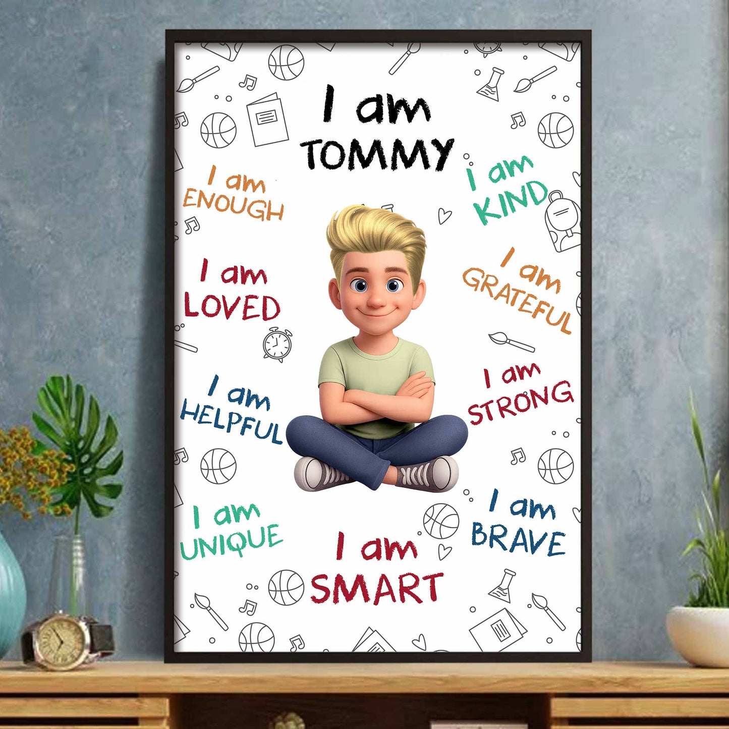 I Am Enough, I Am Loved, I Am Smart Poster - Personalized Custom Vertical Poster - KID399_VPOS
