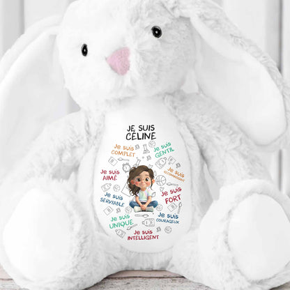 Je Suis Complete, Gentil, Personalized Bunny With Cartoon Girl