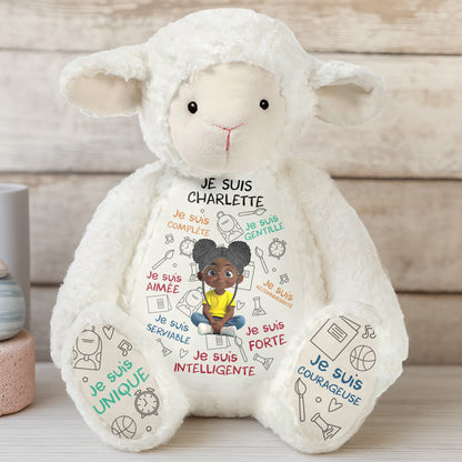 Je Suis Complète, Gentille, Aimée, Sheep Doll With Books And Globe