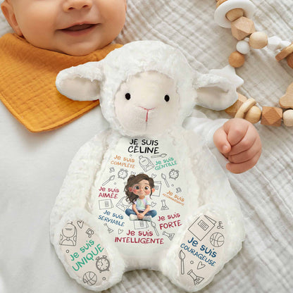 Je Suis Complète, Gentille, Aimée, Sheep Doll With Books And Globe