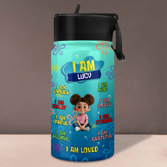 I Am Brave, I Am Loved, Cute Girl Inspirational Bottle