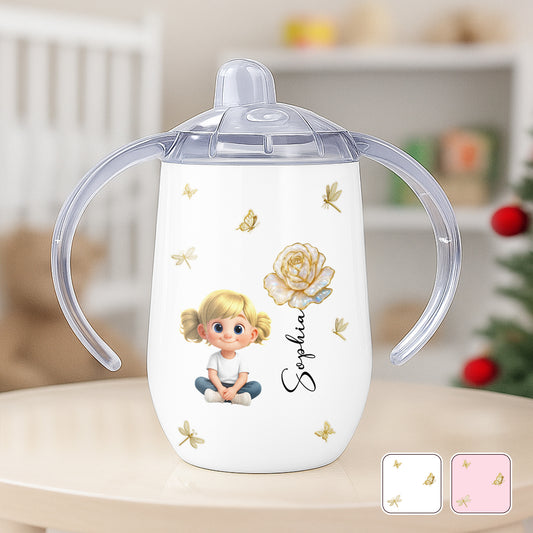 Create A Wholesome Moment With Golden Flowers And Charming Child