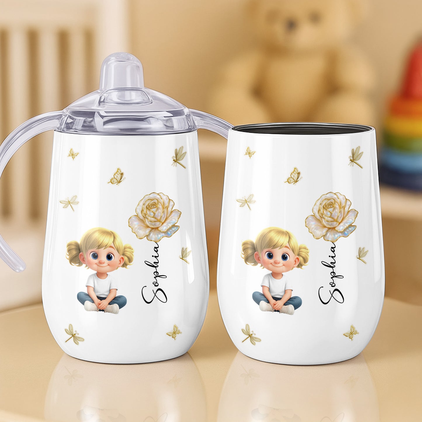 Create A Wholesome Moment With Golden Flowers And Charming Child