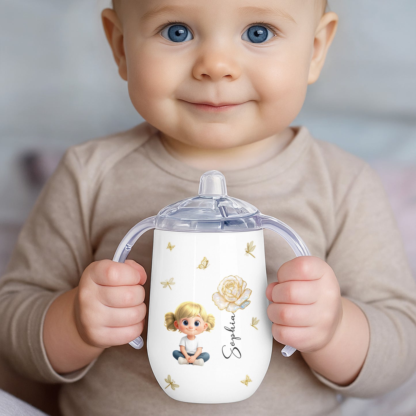 Create A Wholesome Moment With Golden Flowers And Charming Child