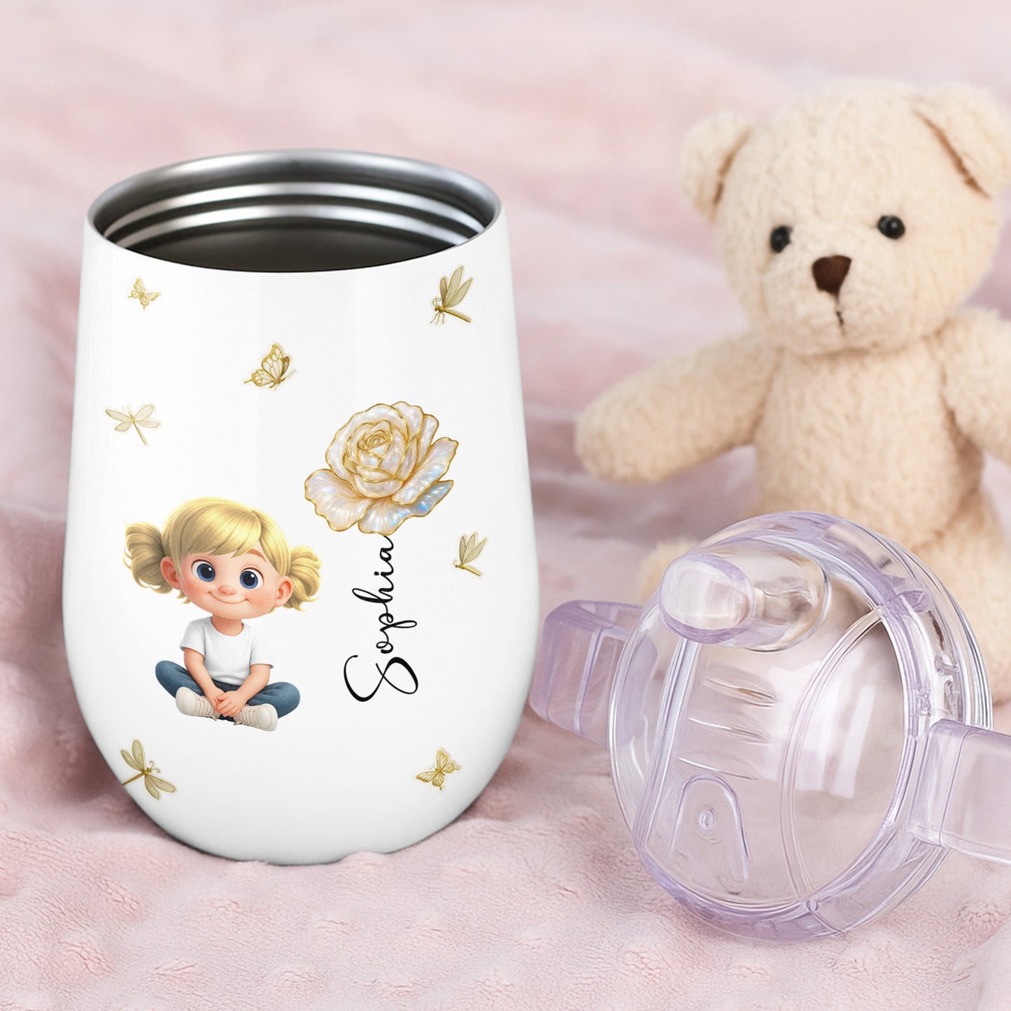 Create A Wholesome Moment With Golden Flowers And Charming Child