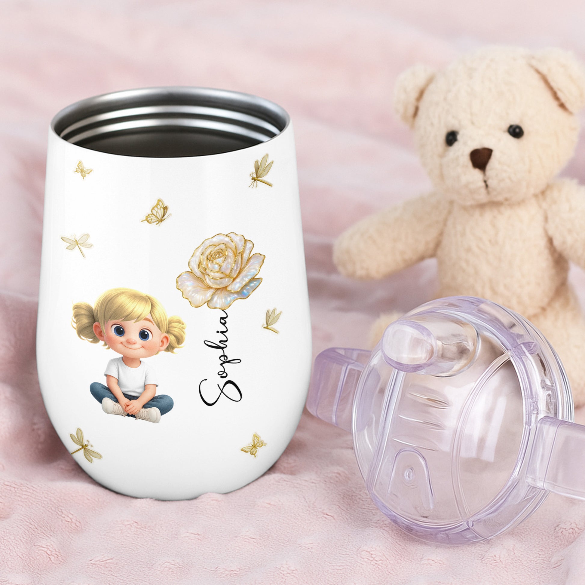 Create A Wholesome Moment With Golden Flowers And Charming Child