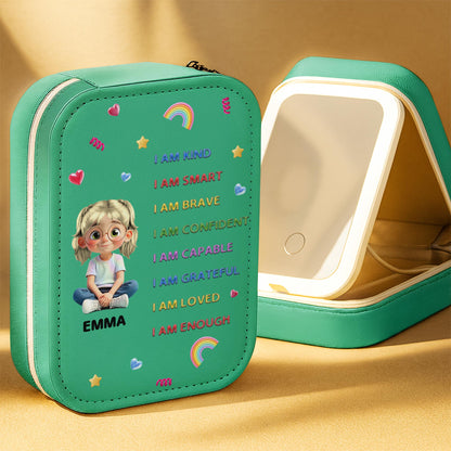 I Am Kind, I Am Smart, Jewelry Box With Rainbow, Hearts, And Stars