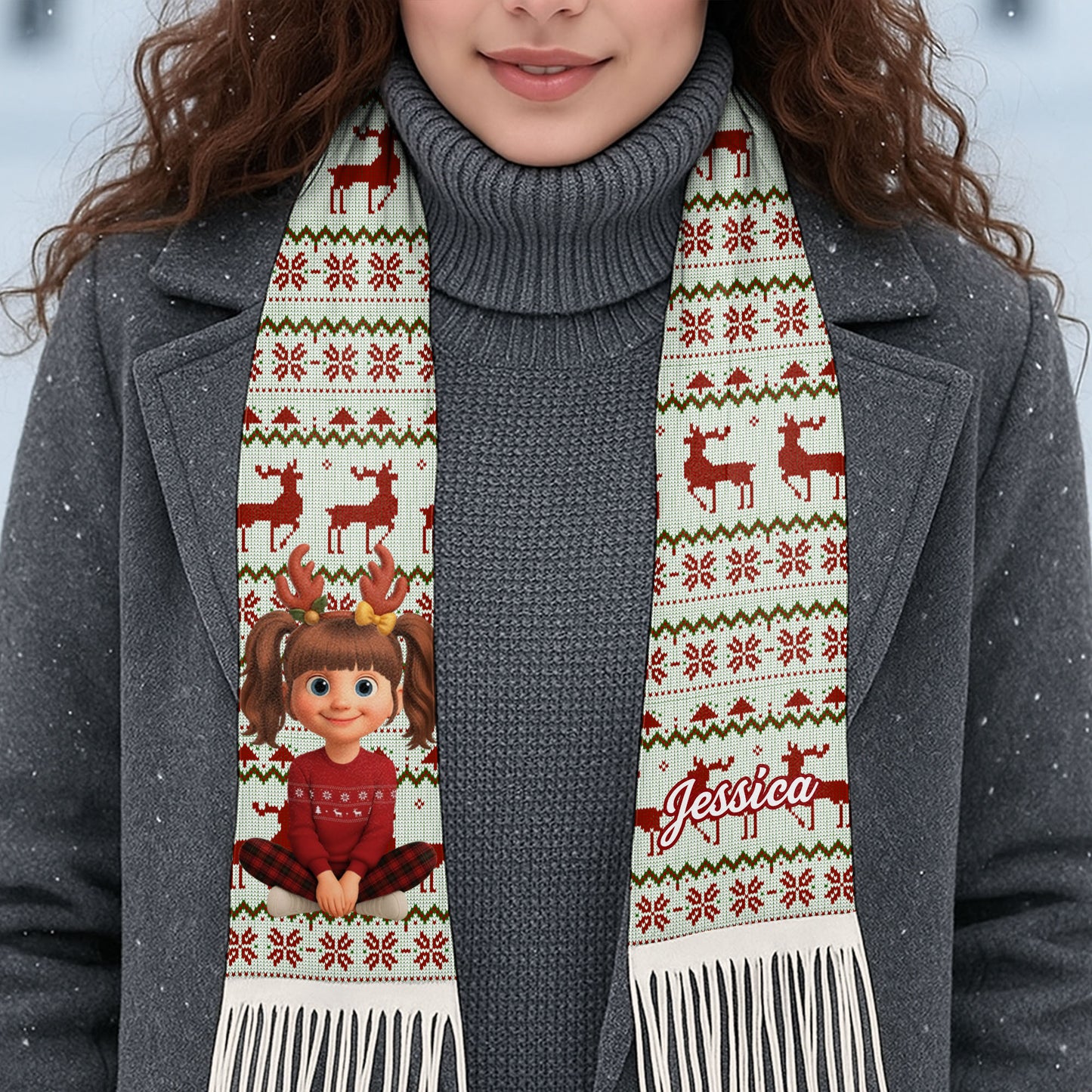 Wishing You Joy And Warmth With Reindeer And Snowflakes