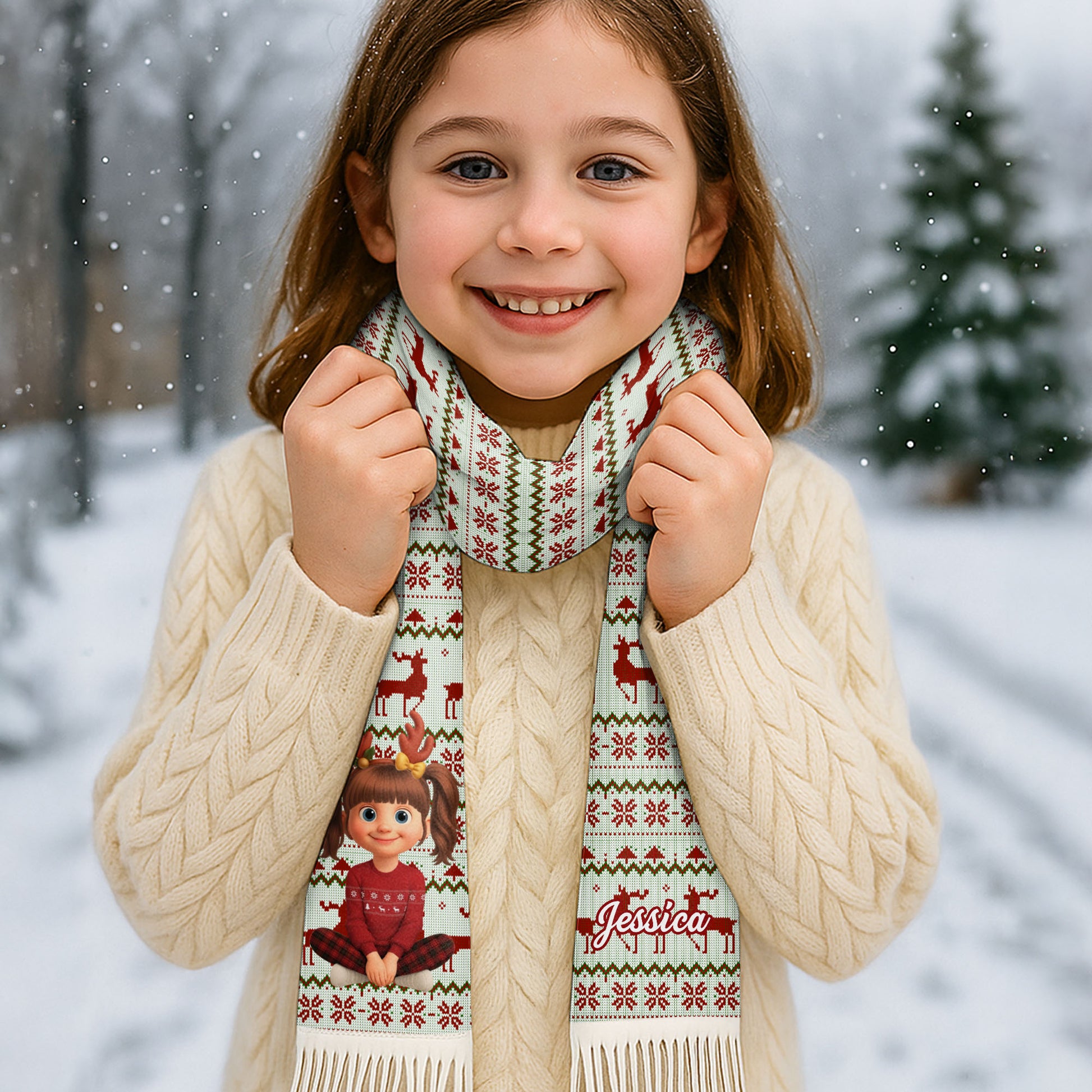 Wishing You Joy And Warmth With Reindeer And Snowflakes