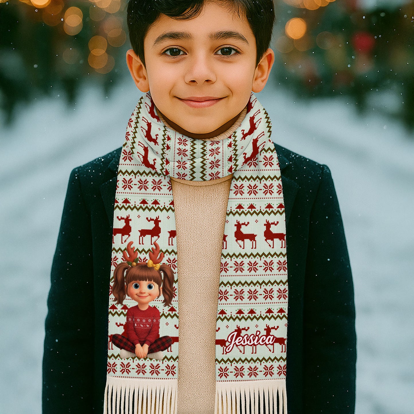 Wishing You Joy And Warmth With Reindeer And Snowflakes