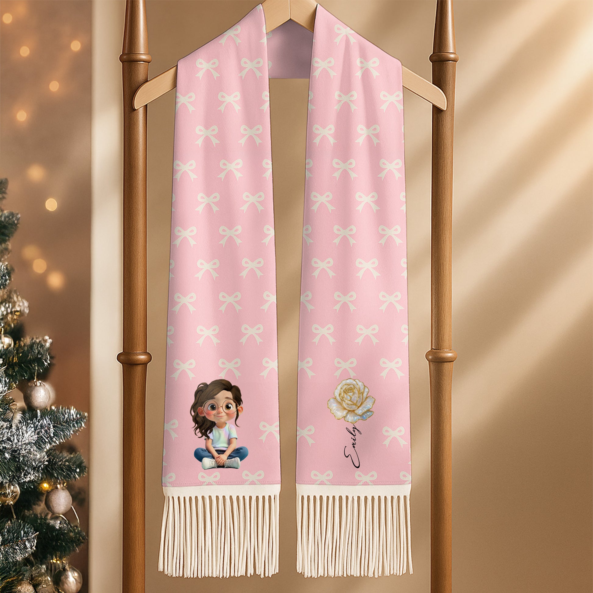 Sweet Animated Girl And Rose Design