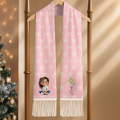 Sweet Animated Girl And Rose Design