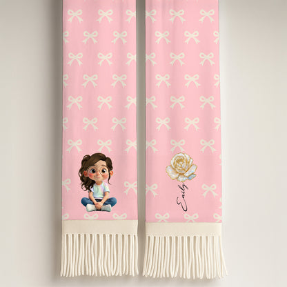 Sweet Animated Girl And Rose Design