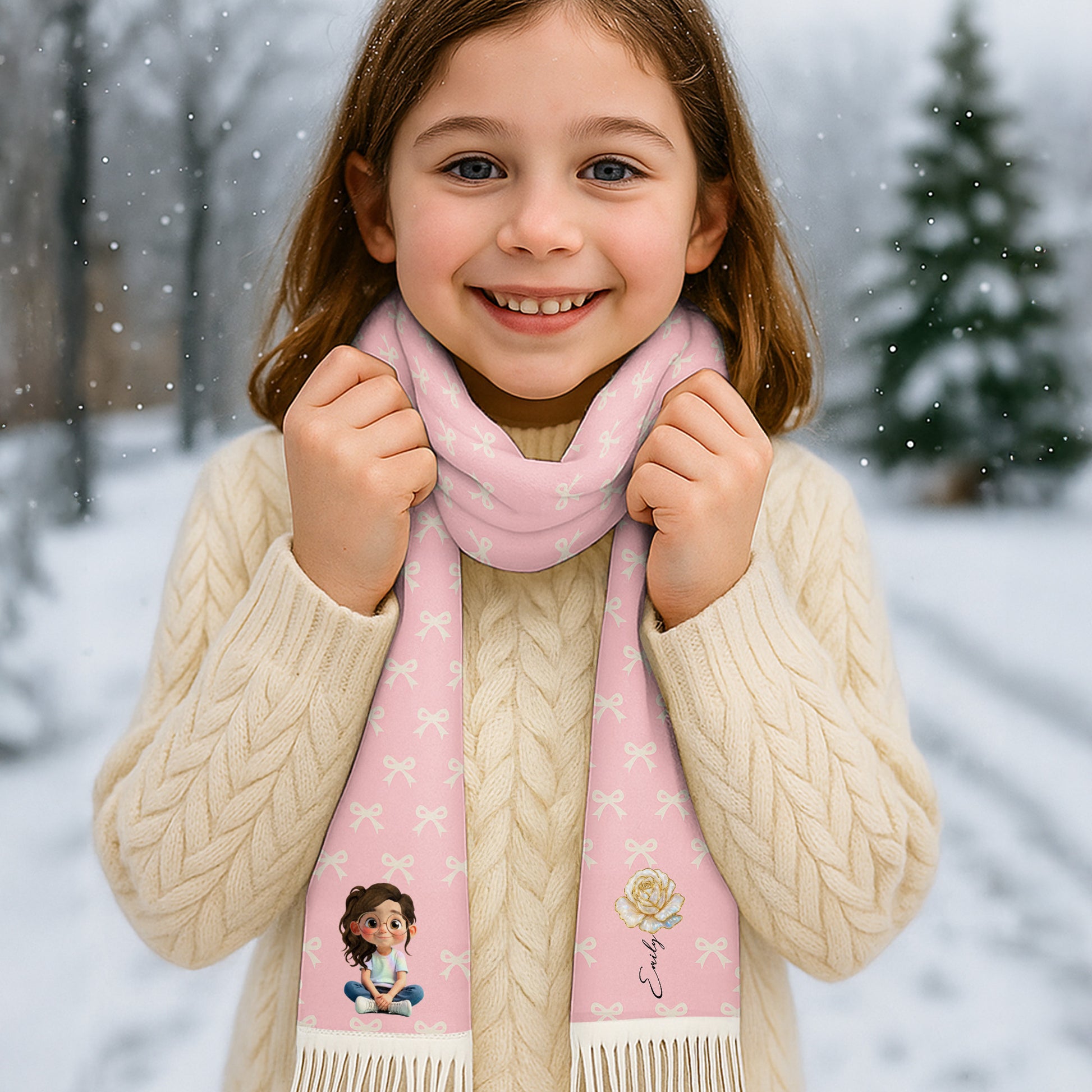 Sweet Animated Girl And Rose Design