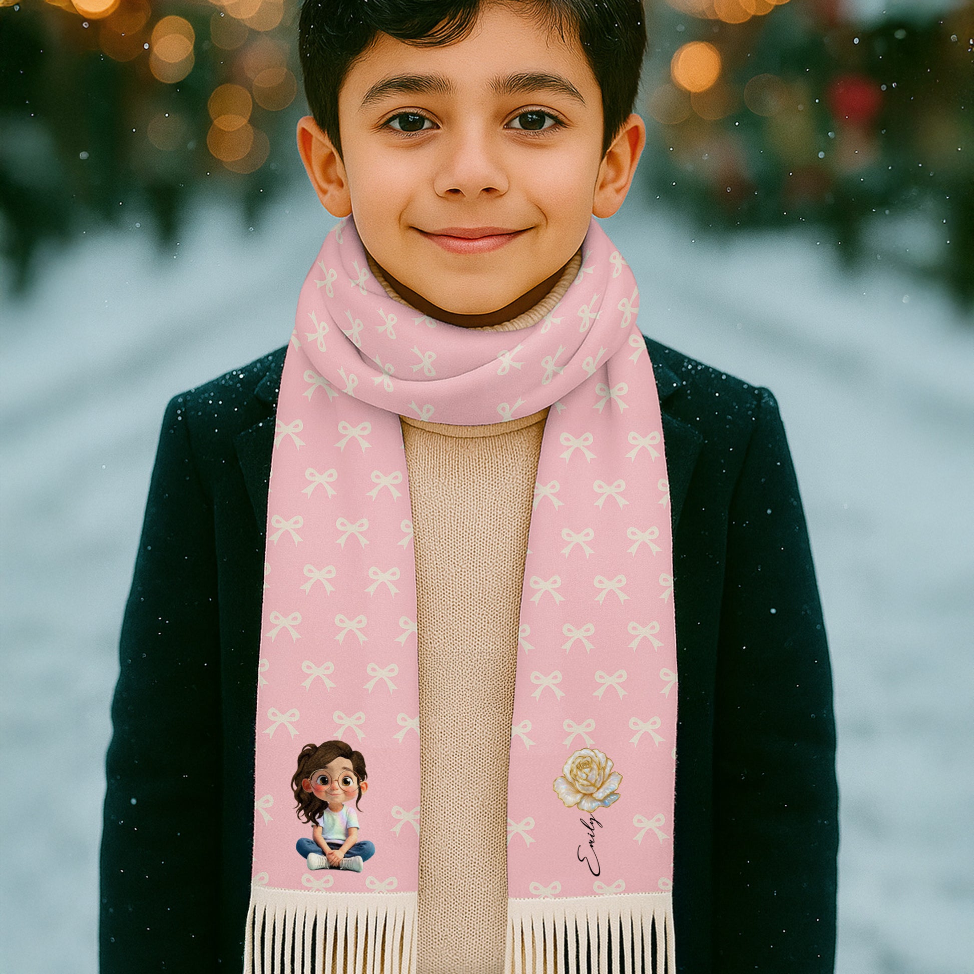 Sweet Animated Girl And Rose Design