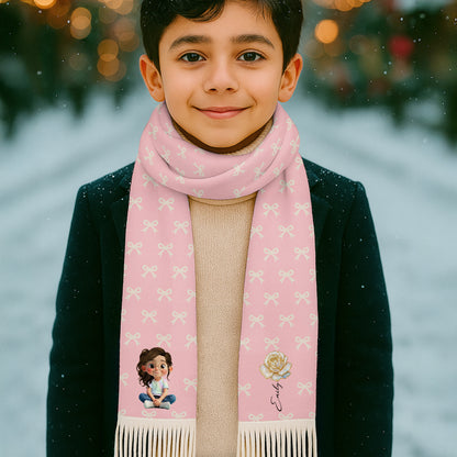 Sweet Animated Girl And Rose Design