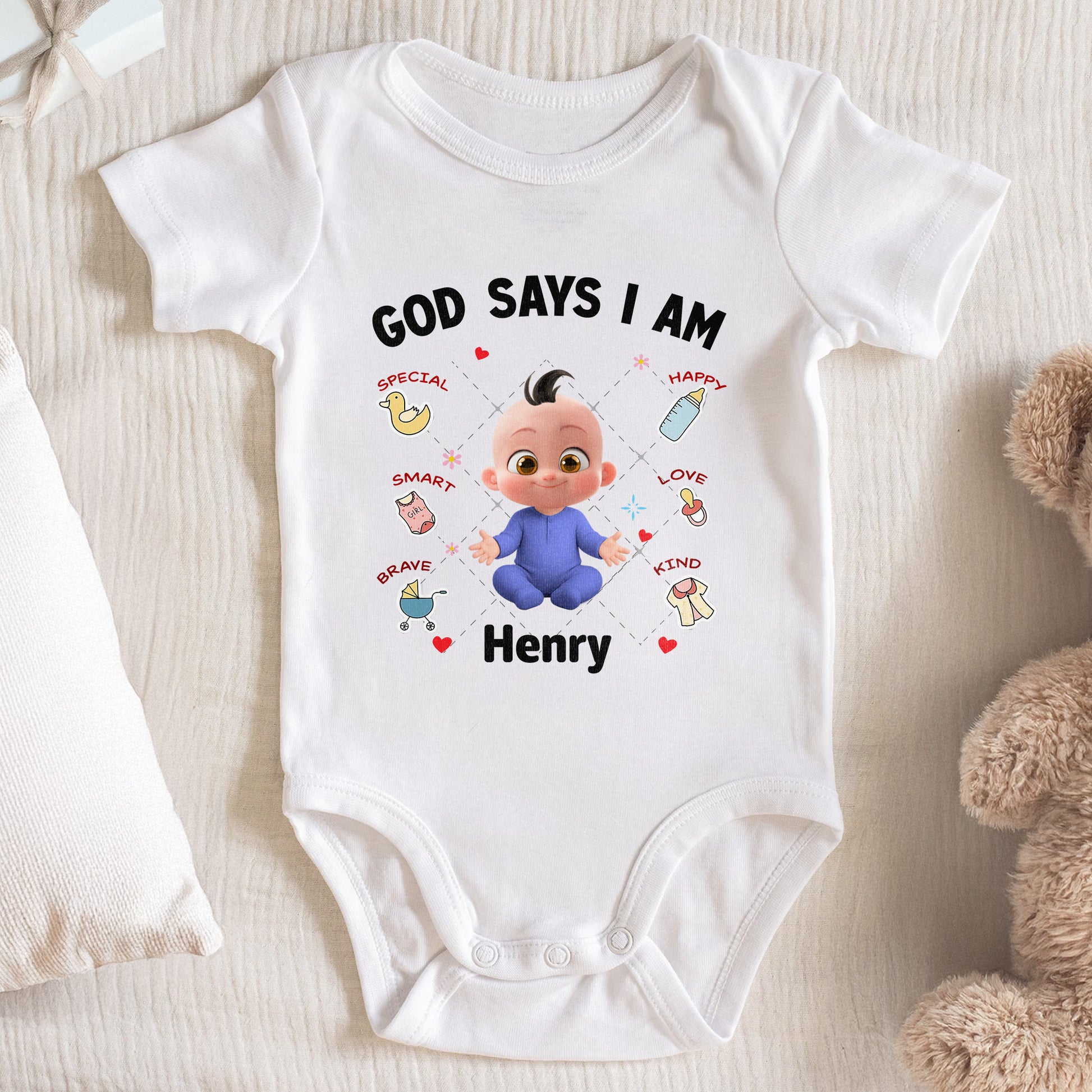 God Says I Am Special Smart Brave Baby Onesie