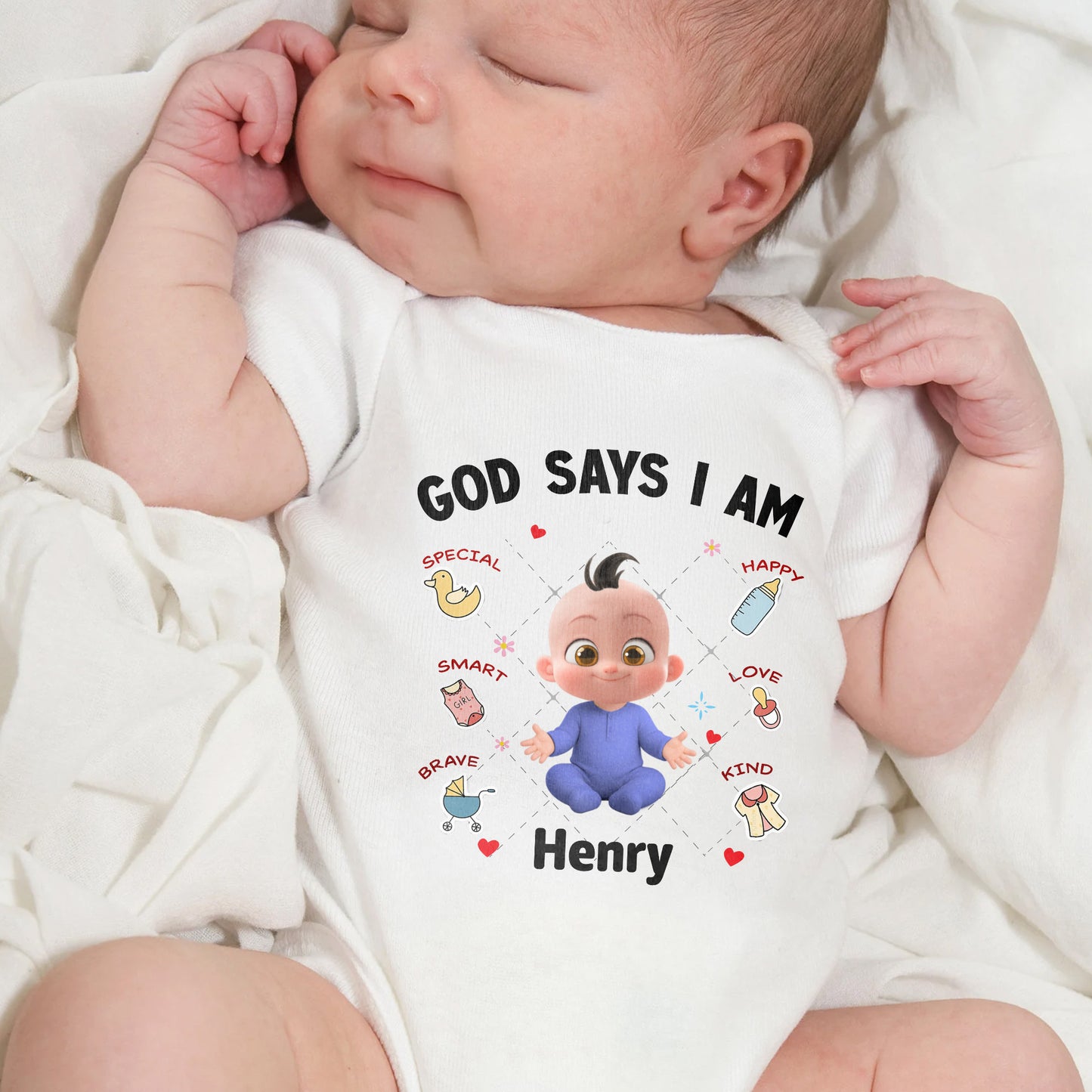 God Says I Am Special Smart Brave Baby Onesie