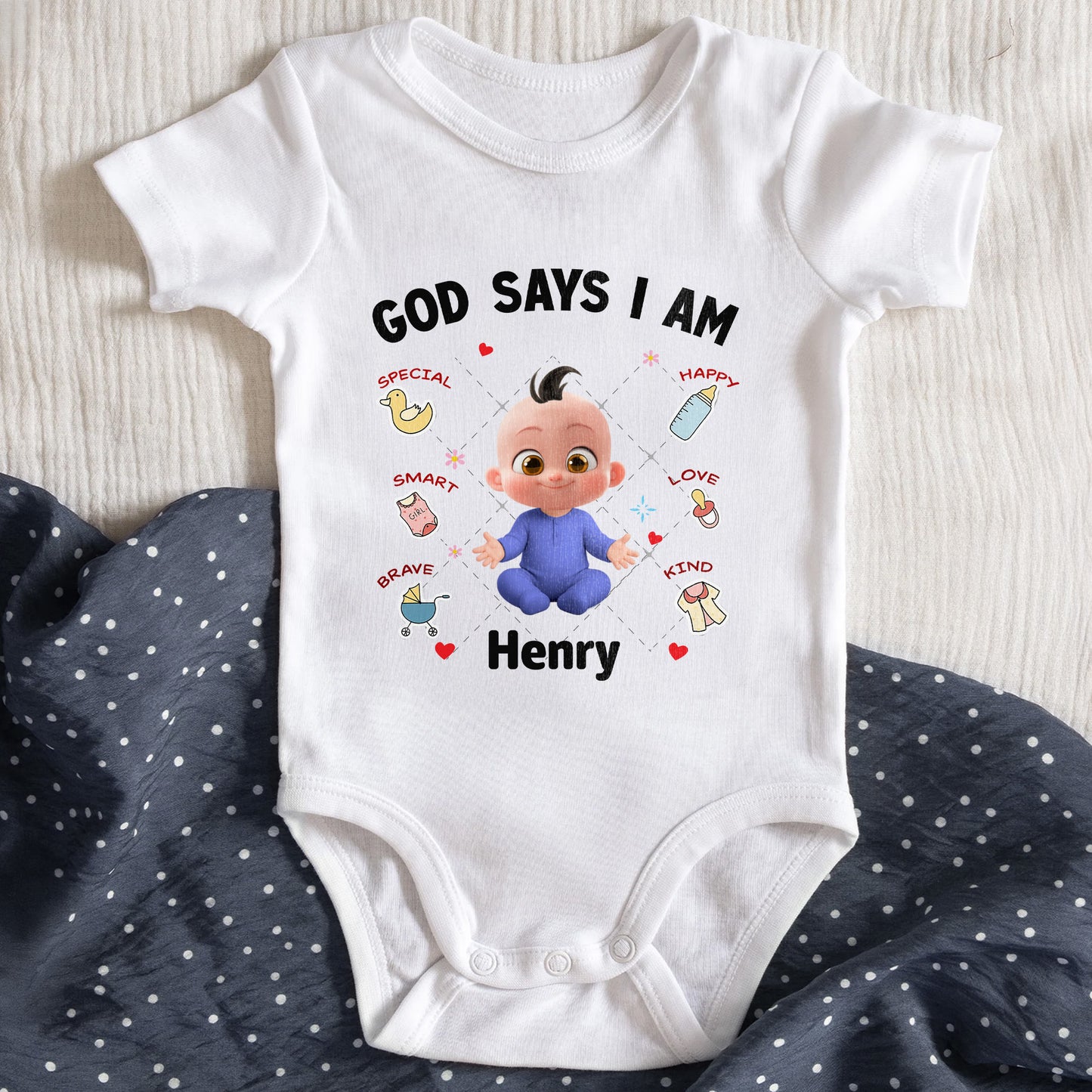 God Says I Am Special Smart Brave Baby Onesie