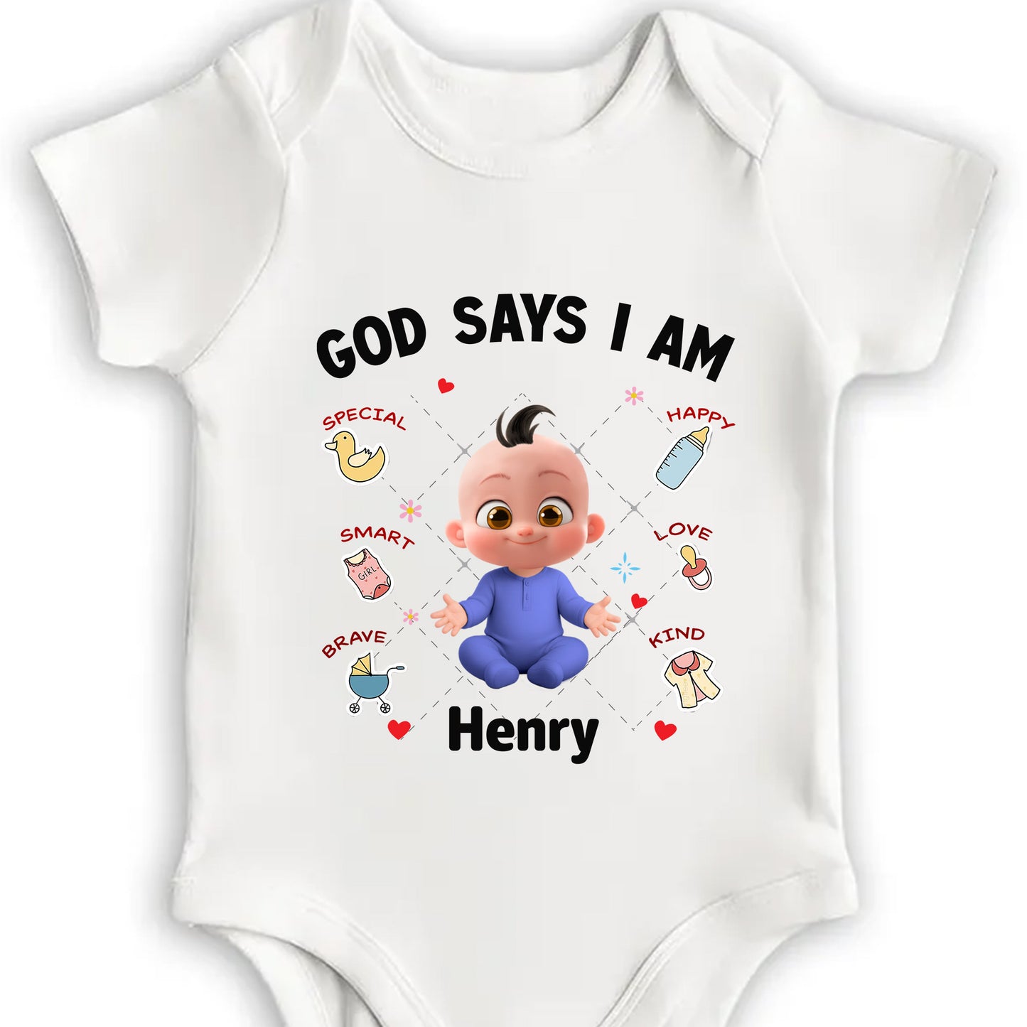 God Says I Am Special Smart Brave Baby Onesie