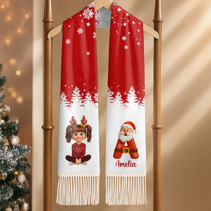 Season's Greetings With Reindeer And Santa Claus