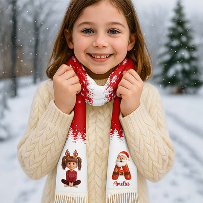 Season's Greetings With Reindeer And Santa Claus