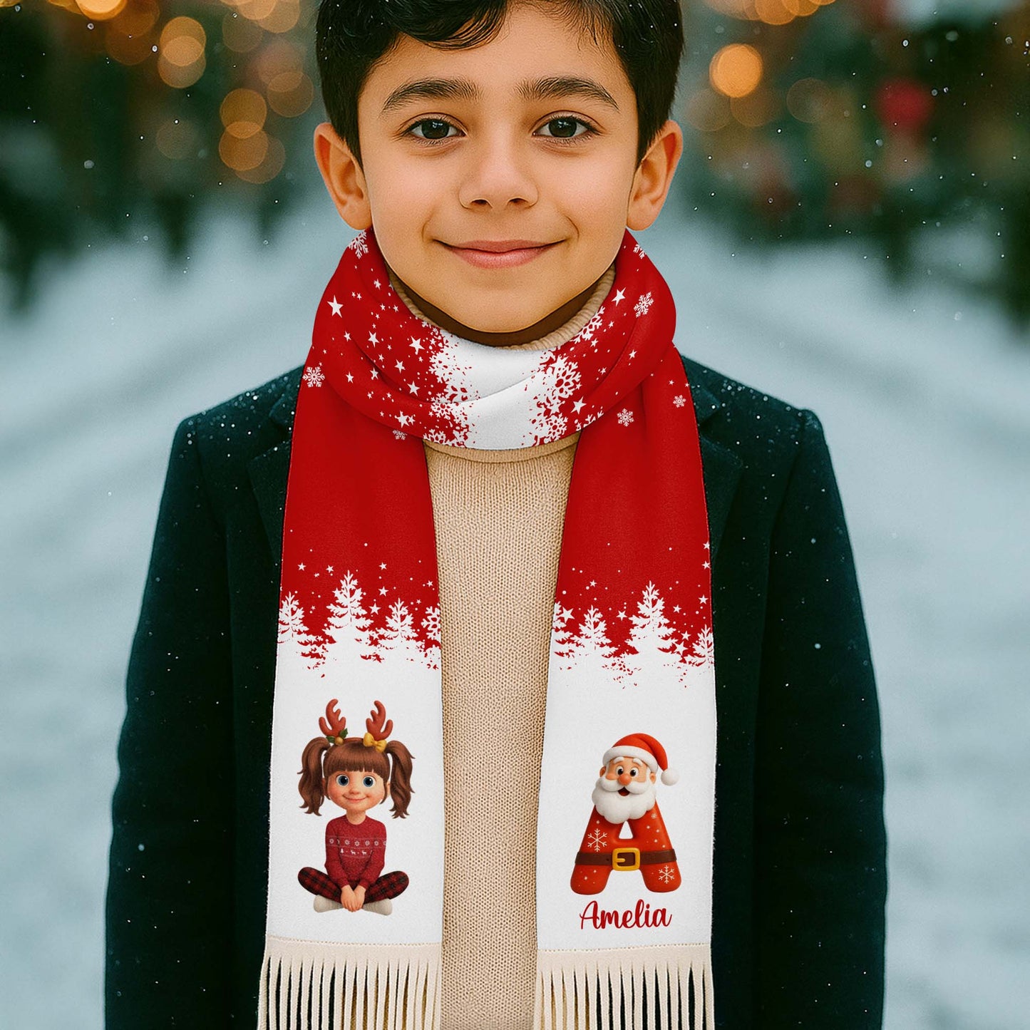 Season's Greetings With Reindeer And Santa Claus