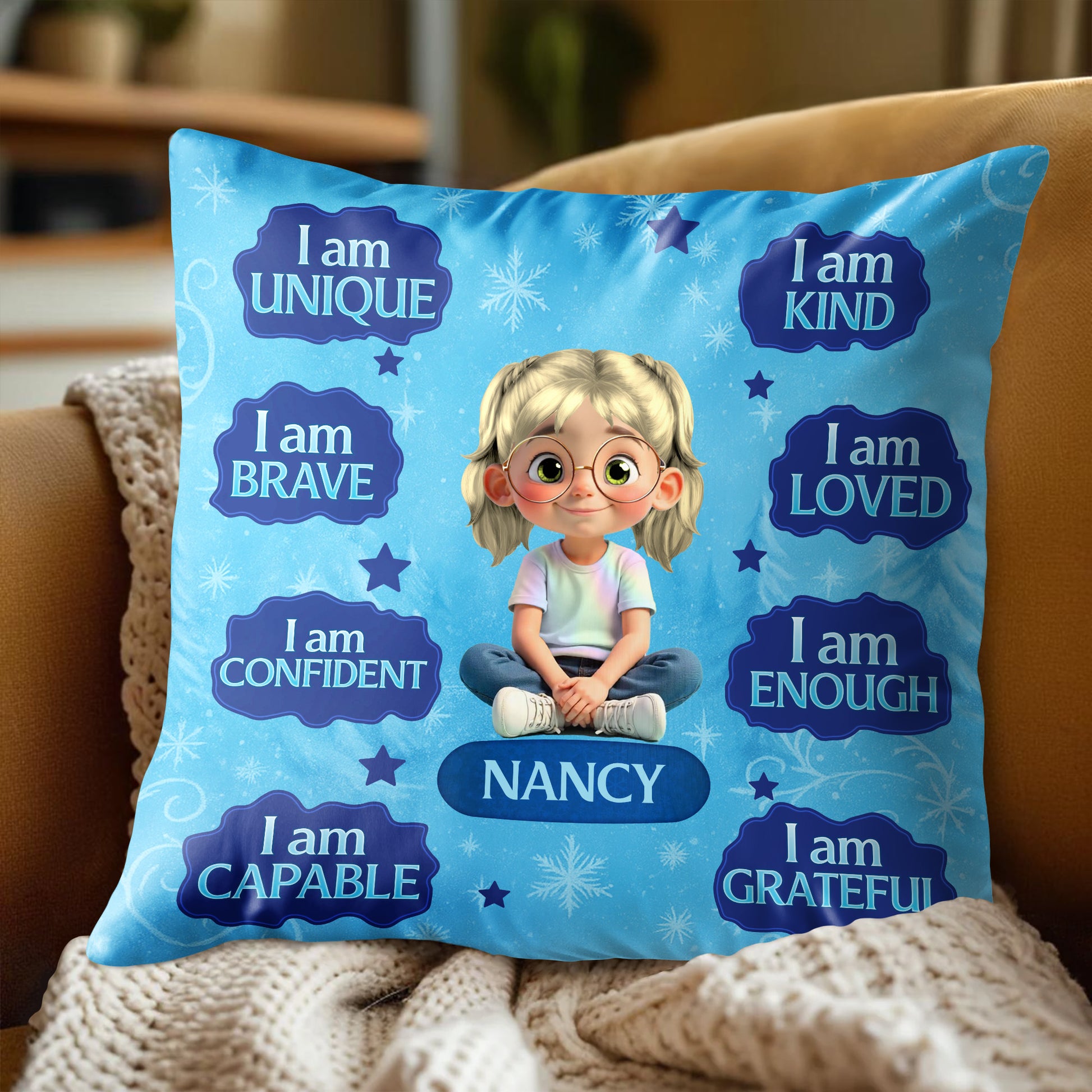 I Am Unique, I Am Brave, Positive Affirmations Pillow