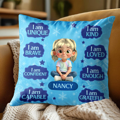 I Am Unique, I Am Brave, Positive Affirmations Pillow