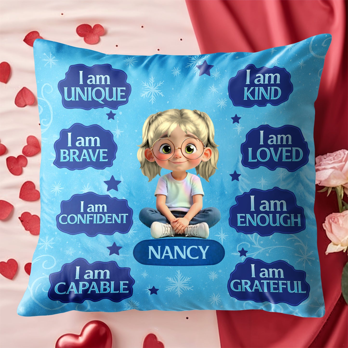 I Am Unique, I Am Brave, Positive Affirmations Pillow