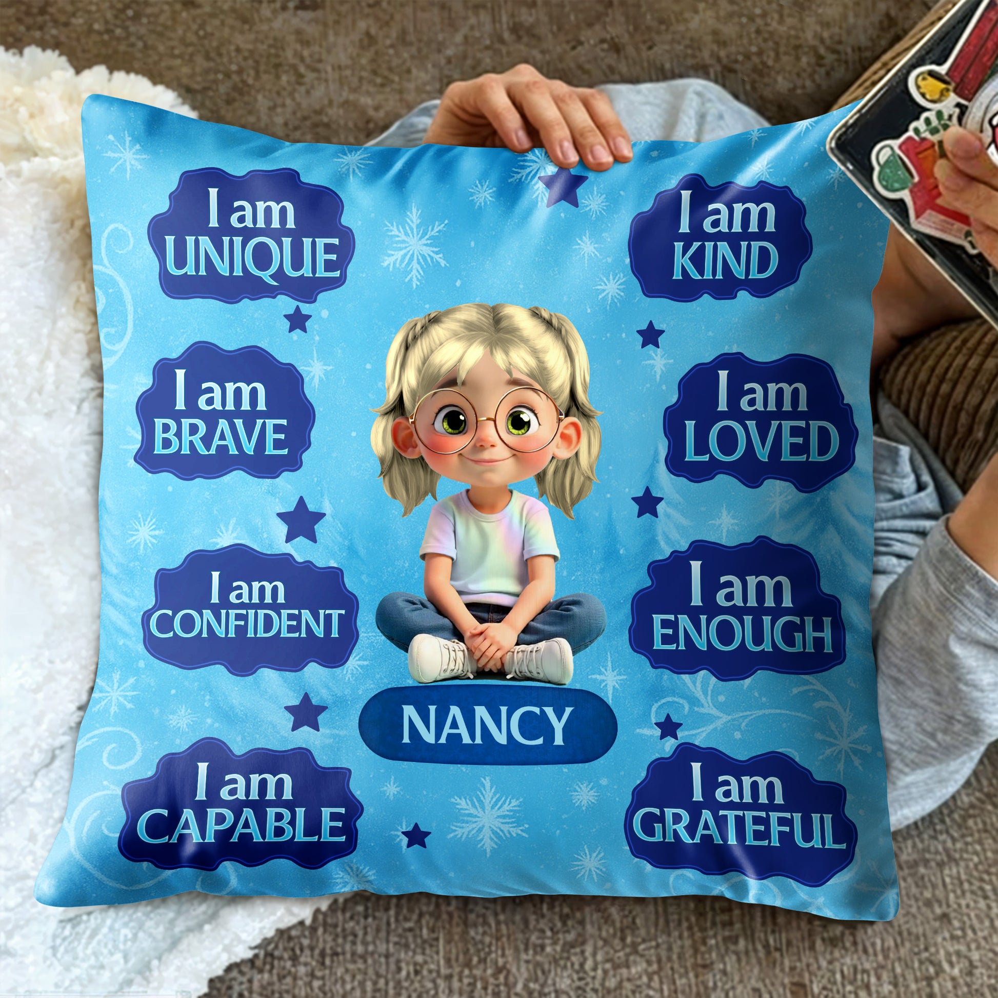 I Am Unique, I Am Brave, Positive Affirmations Pillow