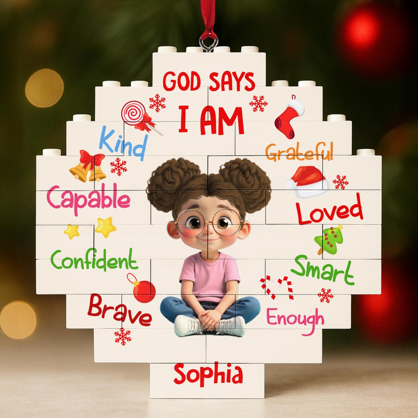 God Says I Am Kind, Capable, Confident, Puzzle Ornament