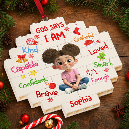 God Says I Am Kind, Capable, Confident, Puzzle Ornament