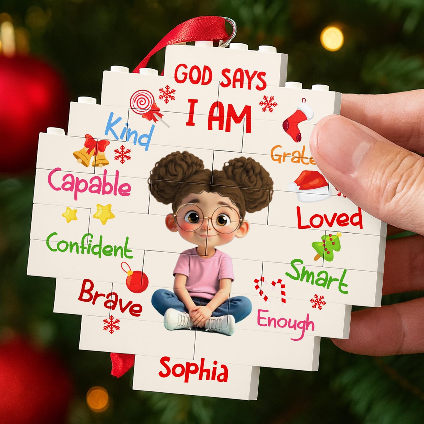 God Says I Am Kind, Capable, Confident, Puzzle Ornament