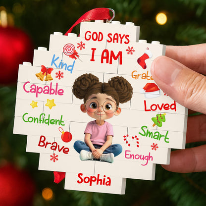 God Says I Am Kind, Capable, Confident, Puzzle Ornament