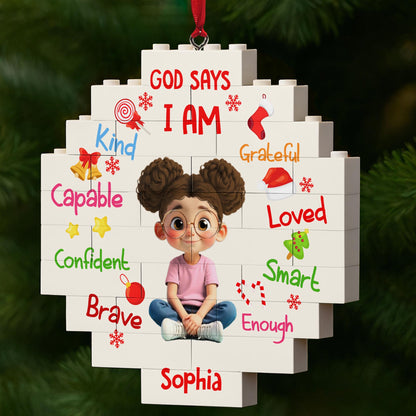 God Says I Am Kind, Capable, Confident, Puzzle Ornament