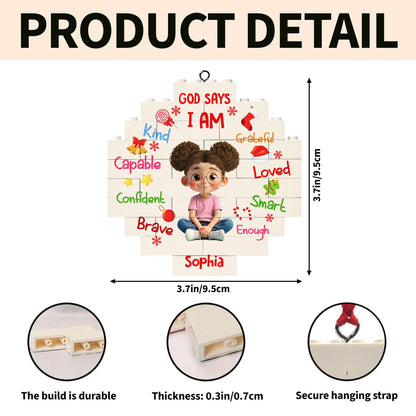 God Says I Am Kind, Capable, Confident, Puzzle Ornament