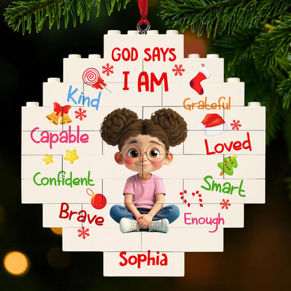 God Says I Am Kind, Capable, Confident, Puzzle Ornament