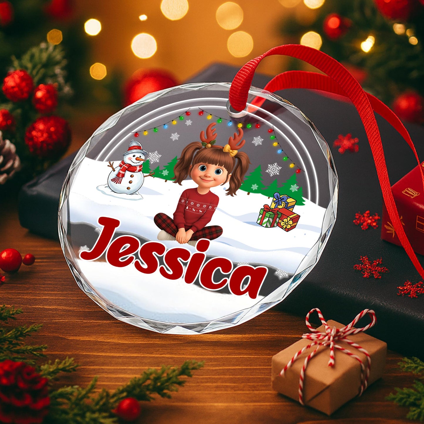 Cherish Festive Memories With Reindeer Antlers And Snowman