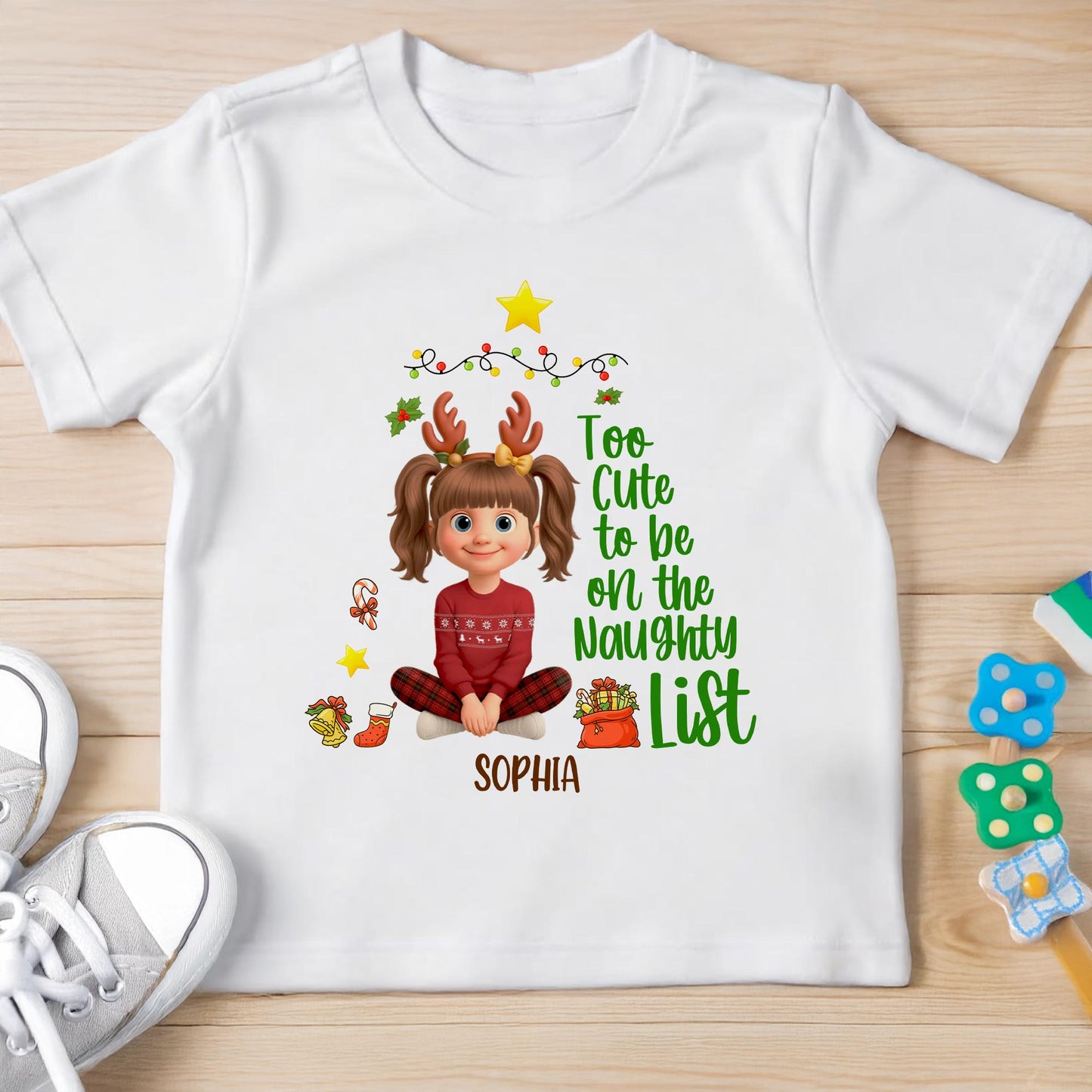 Too Cute To Be On The Naughty List Christmas Youth Tee